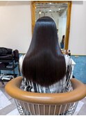 ブリーチなしチェリーブラウン髪質改善縮毛矯正酸性ストレート