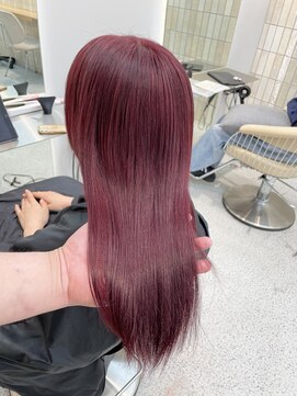 ロンドシェリ 仙台(Lond Cheri) ワインレッド ブリーチなし 髪質改善 韓国 ダブルカラー 前髪