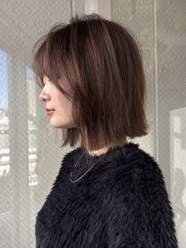 ニューヨークニューヨーク 三宮駅前店(NYNY) 切りっぱなしボブ+ダークブラウン