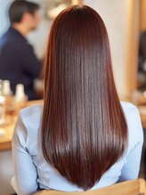 自然で柔らかい艶々ストレート♪カット＋プレミアム縮毛＋Tr☆ホームケア付きでサロンの仕上がり続く◎