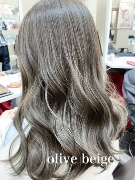 ミシェリー(misherry) 小顔オリーブベージュカールバレイヤージュ韓国風ケアブリーチ
