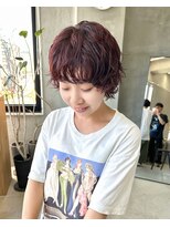 テトヘアー(teto hair) ショートパーマ　くるくる　レッドブラウンカラー