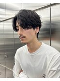 前下がりセンターパート緩めシャドウパーマスパイラルパーマ