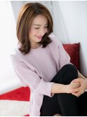 関内/髪質改善/アプリコットオレンジ×ツヤ髪かきあげロブヘアl