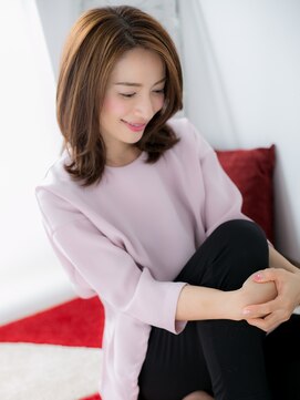 アルバハナレ 横浜(αlba HANARE) 関内/髪質改善/アプリコットオレンジ×ツヤ髪かきあげロブヘアl