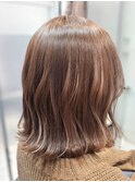 20代30代40代50代マロンベージュ　ミディアムくびれ外ハネボブ