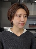 丸みショート・ボブ/丸顔/前髪なし/絶壁解消/20代/30代/長め