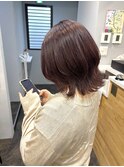 レイヤーカット×ピンクブラウン