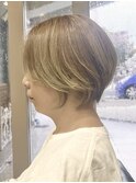 脱白髪染め/大人キレイ/まるみショートカット　【豊中・岡町】