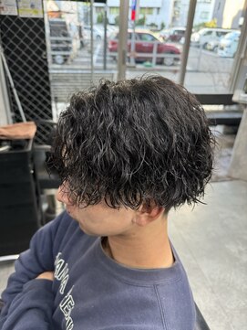 メンズセンターパート×縦落ちツイスパ