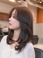 ヴィヴィッド オモテサンドウ(ViViD omotesando)&nbsp;【仕事中も可愛い】前髪なしセミロングレイヤー/マロンブラウン