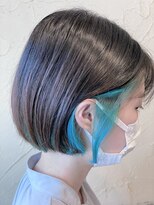 ニコ カシェート 狭山市東口店(nico-cachette)&nbsp;ミニボブ×インナーカラー　ターコイズブルー