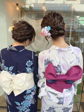 ミモザワークス(Mimosa Works) 仲良し浴衣アレンジ♪