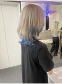 ダブルカラーブルーベージュカラーケアブリーチハイトーンカラー