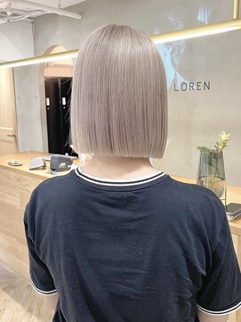 ローレン(LOREN) ミルクティーベージュぷつっとボブケアブリーチ 梅田