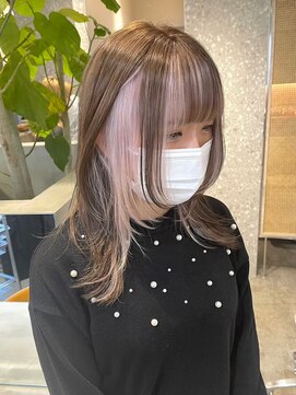 リムレスバイサンク 万代 新潟駅(LIMLESS by cinq) 韓国ミルクティーベージュダブルカラーグレージュレイヤーカット