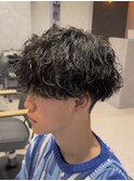 波巻きスパイラルmix刈り上げマッシュ