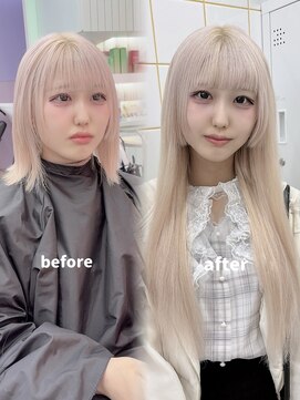 【girland】エクステでハイトーンロング♪韓国風/レイヤーカット