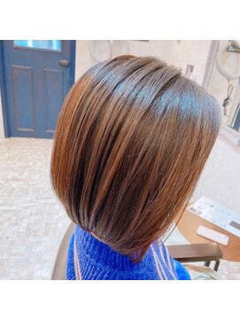 シンミシエル 京都北野白梅町(shinmiciel) ナチュラボブ前髪ありイメチェン30代40代50代60代ショート