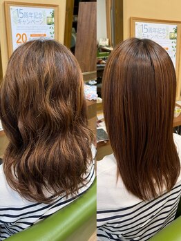 グリーンズ(Greens)の写真/地毛のように自然な質感のストレートを叶え毎朝の悩み解決★[marbb]&[水分パック]付で内側から潤う美髪に♪