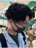 メンズパーマ波巻きツイストスパイラル刈り上げセンターパート