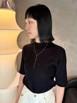 マイル 渋谷(mile)&nbsp;ぱつっとボブ/ボブ/ブルーブラック/前髪カット/顔周り/渋谷駅