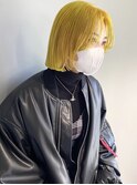 【小倉修也 美髪イエローカラー×切りっぱなしボブ】