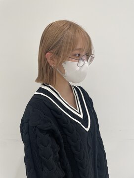 ハイブ 金沢(Hive) 外ハネボブ10代20代ミルクティーベージュツヤ髪スタイル髪質改善