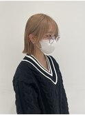 外ハネボブ10代20代ミルクティーベージュツヤ髪スタイル髪質改善