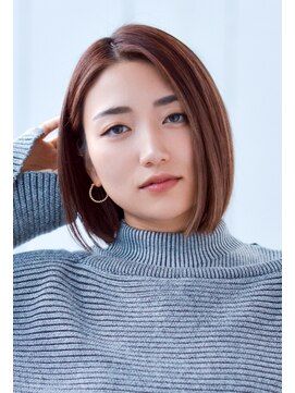 ヘアーサロンロージー 水沢寺小路店(Hair Salon Rosy) ノーバングツヤカラーボブ_透明感ブラウンベージュ