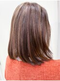 20代30代40代大人3Dカラーアッシュブラウン艶感ロブヘアー
