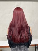 レッドカラー/ワインレッド/レイヤーカット/顔まわりレイヤー