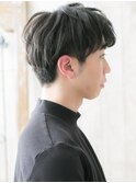 30代40代アッシュブラック伸ばしかけ重め韓国風ヘア仙台愛子