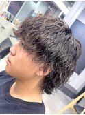 渋谷メンズミディアムパーママッシュウルフカットシャドウパーマ