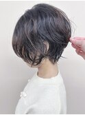 >ゆるふわパーマショートニュアンスパーマ丸みショート30代40代