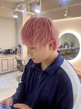 キャンバス バイ ネオリーブ 横浜西口(Canvas by neo.) ブリーチ　メンズハイトーン　ピンク　ホワイト　横浜