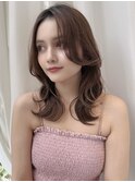 シナモンベージュふんわり小顔レイヤー