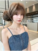 20代30代ひし形クビレ低め丸みショートボブ