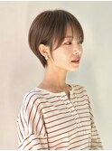 透明感カラー ボブ 前髪 ショート カラー ブリーチ&ダブルカラー