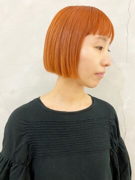 エンドリンク(endlink) ハイトーンオレンジ×ぱっつんボブ