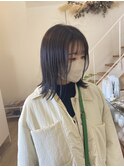 外ハネミディアム/暗髪/アッシュブラック/グレイアッシュ