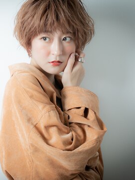 カバーヘア イヴ 戸頭店(COVER HAIR EVE) キャラメルベージュくせ毛風マッシュショートw戸頭10代20代30代