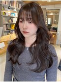 レイヤーカット/くびれ巻き/透明感ベージュ/韓国ヘア