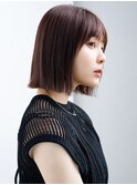 ◯ぱっつん前髪顎ラインボブシンプルストレートボブパーマデジパ