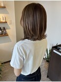ボブハイライトベージュカラーショートレイヤーロブ