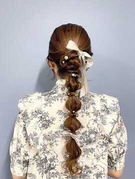 ヒュミ(hymy) 結婚式参列に♪/お呼ばれヘア/おとなっぽヘア/ゆるふあ/ロング