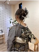 大人可愛い編み下ろし着付け成人式振袖和装ヘアセット