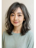 大人可愛い透明感グレージュ×白髪ぼかし