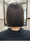 大人ボブ　切りっぱなしボブ　前下がりボブ　縮毛矯正　髪質改善