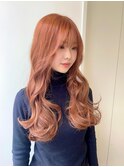 ブリーチなしダブルカラー　オレンジベージュ　暖色カラー